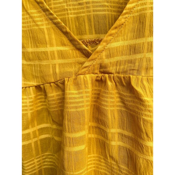 Yellow babydoll v-neck ties top cotton blend size M boho gypsy summer Size M - Picture 4 of 9